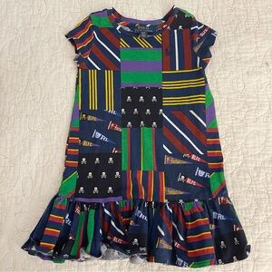 RALPH LAUREN POLO Girls Dress 3T Varsity Pennant Spirit Flag Football Skull